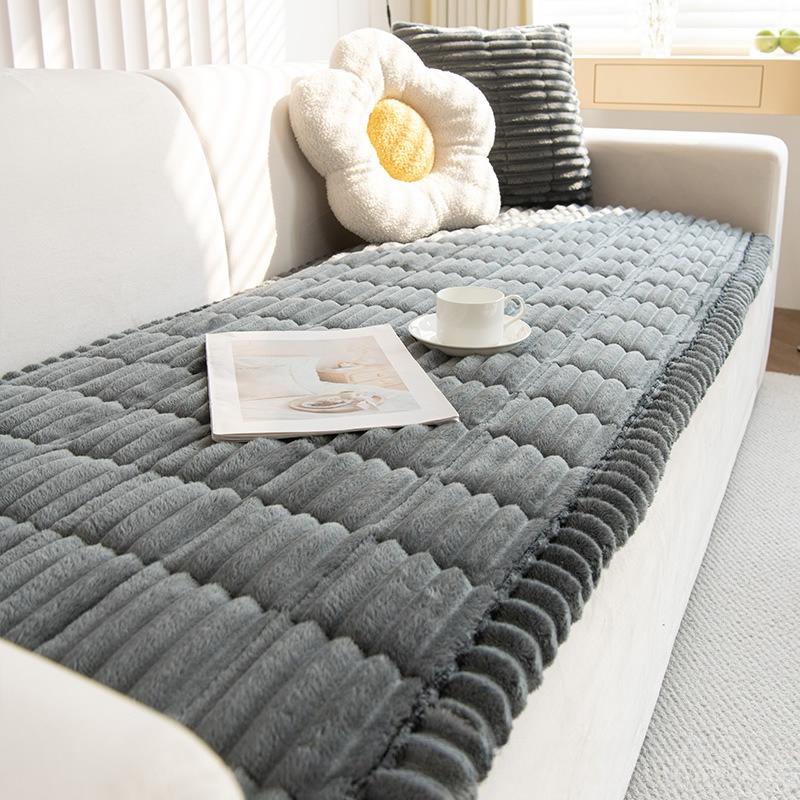 Толстая стеганая подушка для скамьи, вельветовая, теплая, коврик для дивана, осень-зима, простая однотонная, плюшевые подушки, противоскользящая, износостойкая, не сдвигающаяся