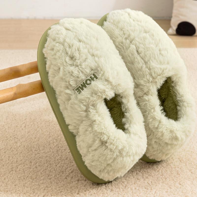 Winter Home Cotton Slippers Women Indoor Warm Plush Footwear Non-Slip Platform Slippers Trend Couple Men All-in Package Shoes
