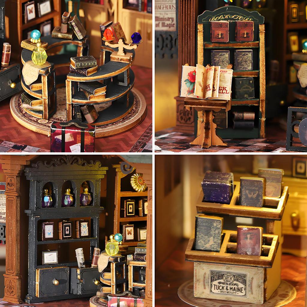Spilay DIY Miniature Dollhouse Kit with Wooden Scale Mini Dustproof Cover Creative Gift for Women Girlfriend Lover Book ES017 Furniture, 124 House, &