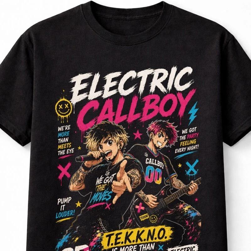 Электрический Callboy Металкор Техно Рок Группа Унисекс Футболка