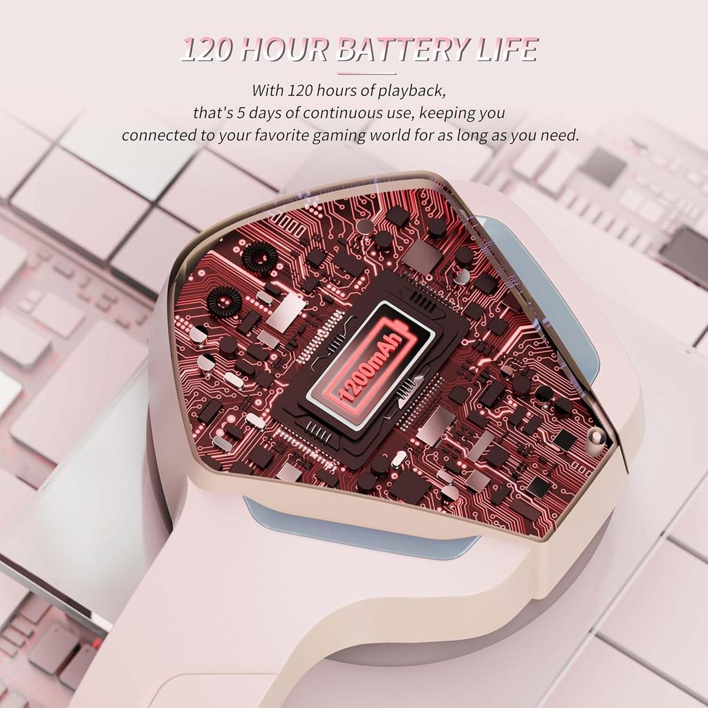 NUBWO BW01 Wireless Gaming Headset with Microphone for PC/PS4/PS5, 2.4G Wireless Bluetooth USB Gamer Headphones with Mic for Laptop Computer