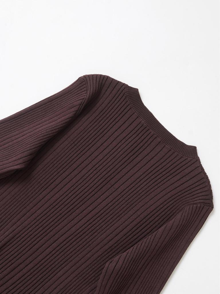 2025 Spring Women's European & American Ribbed Crew Neck Long Sleeve Knitted Cardigan