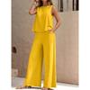Женский повседневный комплект из двух предметов: топ без рукавов и брюки с широкими штанинами