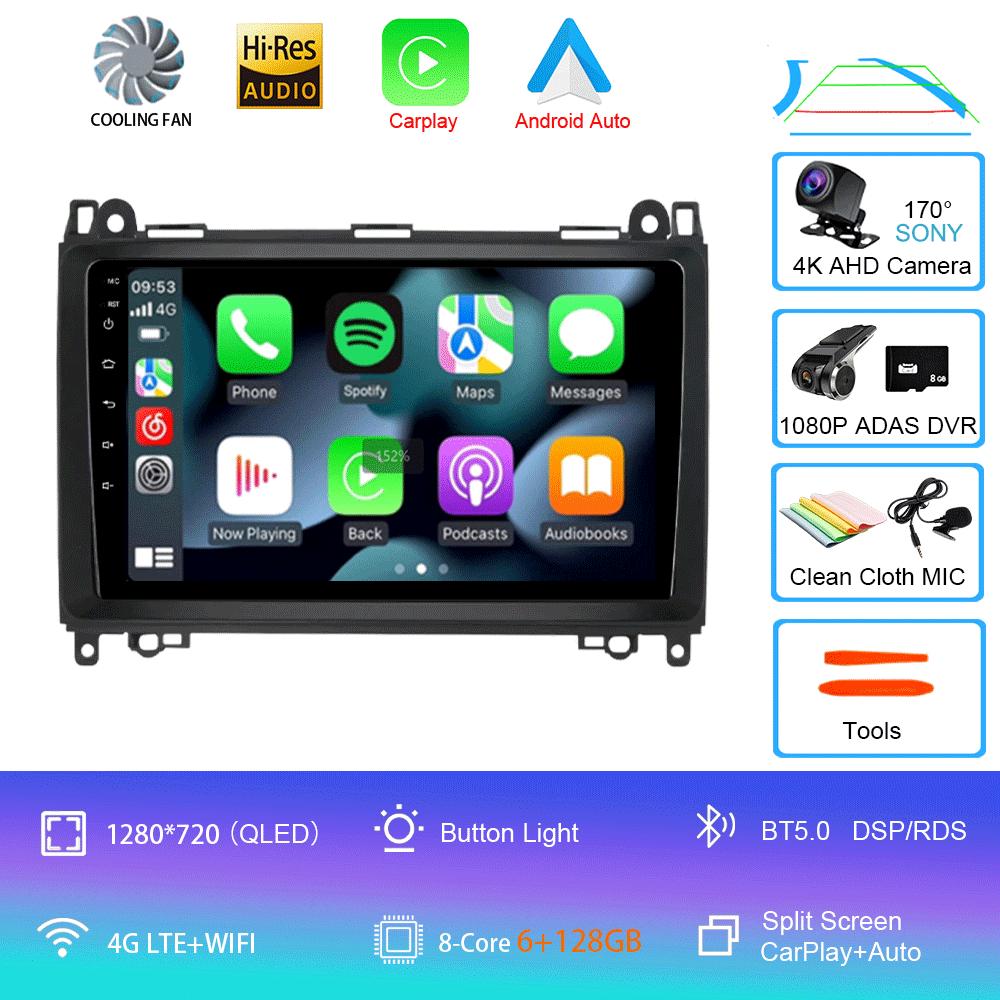 Видеоплеер Android 14 9'' для Mercedes Benz B200 Sprinter W906 W639 AB Class W169 W245 Viano Vito Car Radio Multimedia GPS DVD