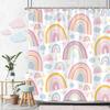 Rainbow Shower Curtain Colourful Cute Bohemian Abstract Print Kids Shower Curtain Polyester Fabric Art Bathroom Decor With Hooks