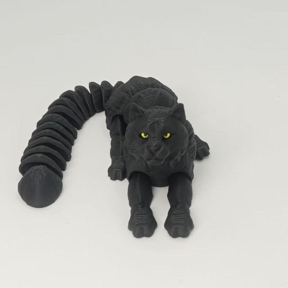 3D Printed Animals Figurine Articulated Simulation Figurine Cute Snow Leopard Model  Home Decor