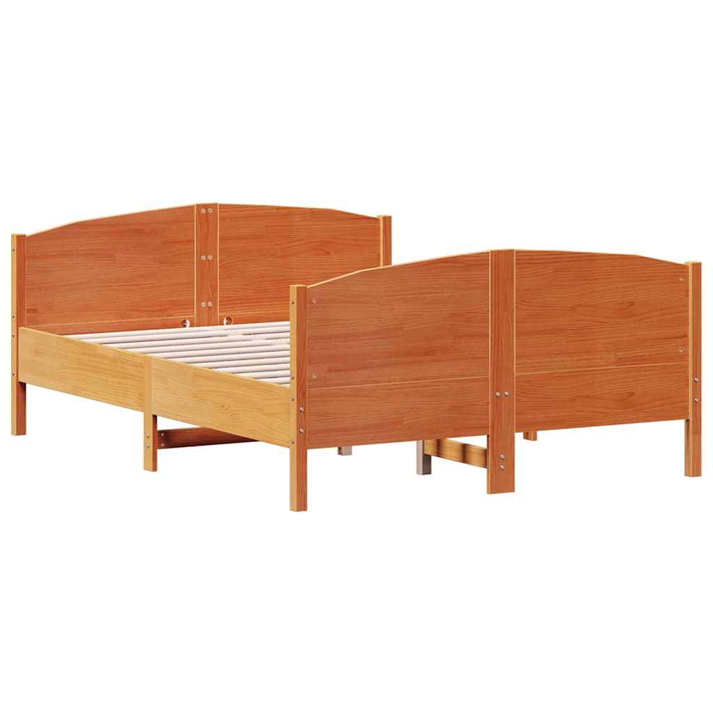 Solid Wood Bed without Mattress Wax Brown 140 x 190 cm Pine Wood