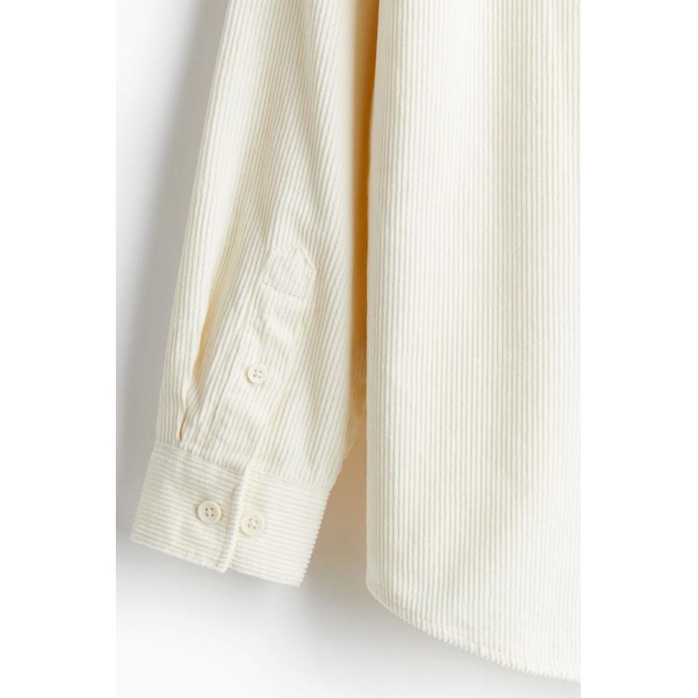 Рубашка HM Corduroy свободного кроя белая