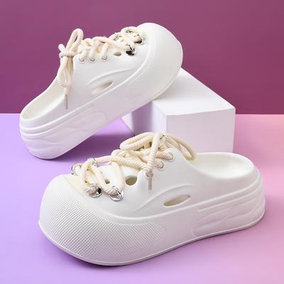 Модные женские шлепанцы на платформе со шнуровкой в стиле DIY, летняя садовая обувь для девочек, модные сабо, домашние пляжные шлепанцы, женские уличные сандалии