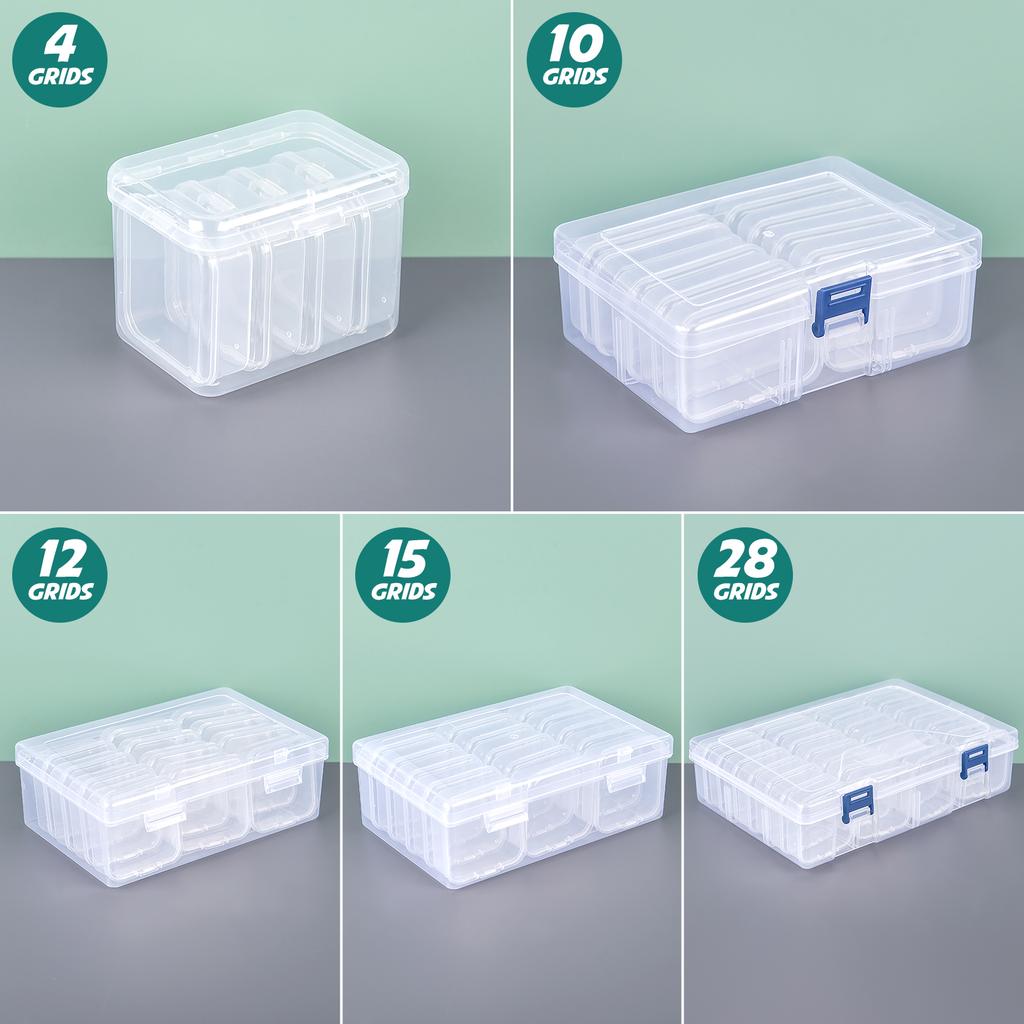 Органайзер для бусин 4/10/12/15/28 шт. Маленькие прозрачные пластиковые контейнеры для хранения бусин с откидной крышкой Для хранения предметов, поделок, украшений