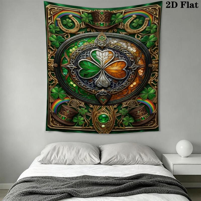 St.Patrick's Day Wall Tapestry Aesthetic Wall Hanging Printed Fabric Blanket Decorative Tapestries for Bedroom Living Room Home Decor
