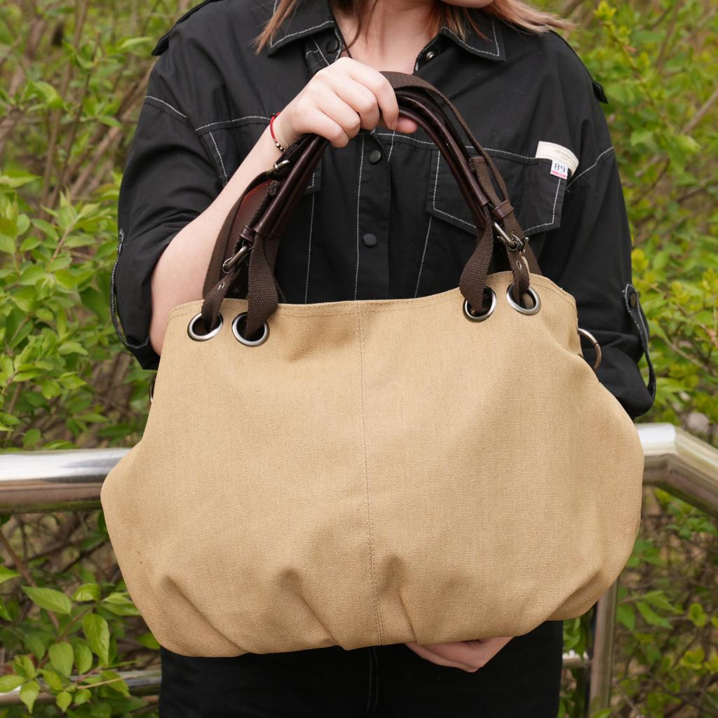 Винтажная холщовая большая сумка, сумка-хобо на плечо в стиле ретро, ​​женская повседневная ручная сумка, сумка через плечо для поездок на работу
