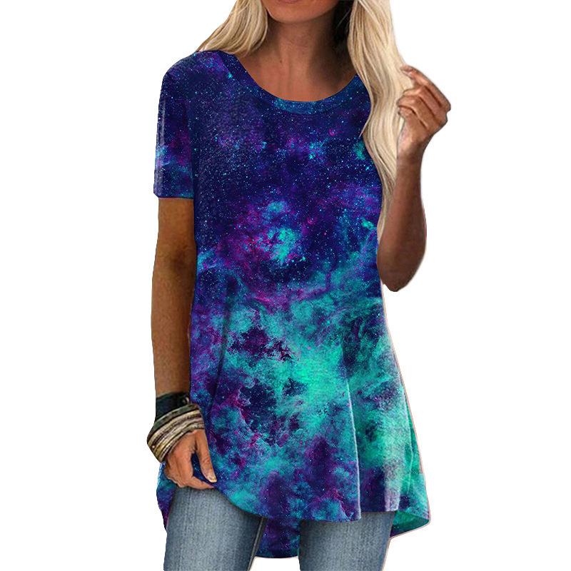 Летний топ с круглым вырезом, 3D этнический стиль, ретро принт, модные повседневные женские футболки с коротким рукавом