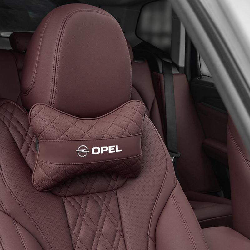 AAEB1 Car Seat Neck Pillow Leather Memory Cotton Headrest For Opel Corsa D Astra Insignia Mokka Adam Cascada Car Interior Head Support