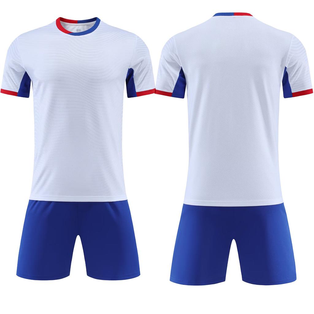 Wholesale football jersey set Customized men's and women's training short-sleeved jersey Student sports competition breathable and quick-drying 