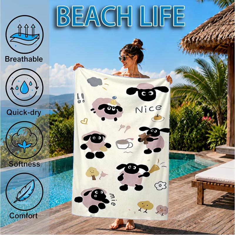 Sheep Friends Adventure Beach Towel, Super Soft Microfiber, Perfect Gift for Her/Him, Birthday, for Pool, Beach, Travel, Decor Beach Party