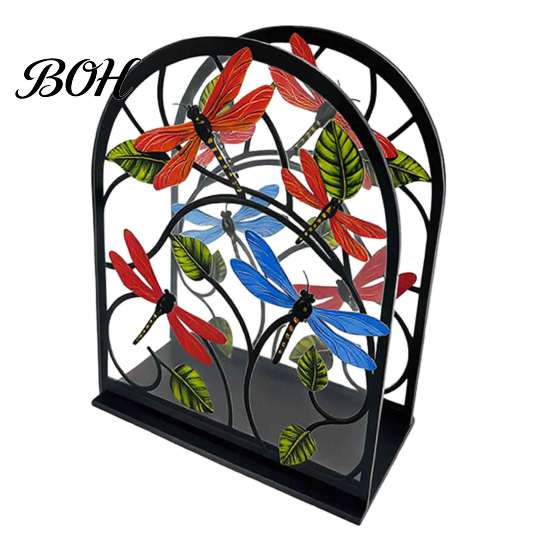 Waterproof Tissue Rack for Restaurant Acrylic Napkin Holder, Bird Dragonfly Pattern Decor, Vertical Decorative Floral Stand Organizer, Desktop