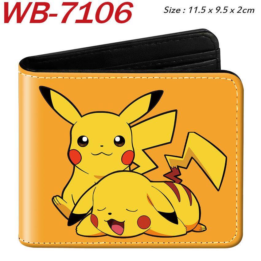 Pokemon Full Color Short Card Holder Folded Coin Purse Cute Pikachu Wallet 1pcs
