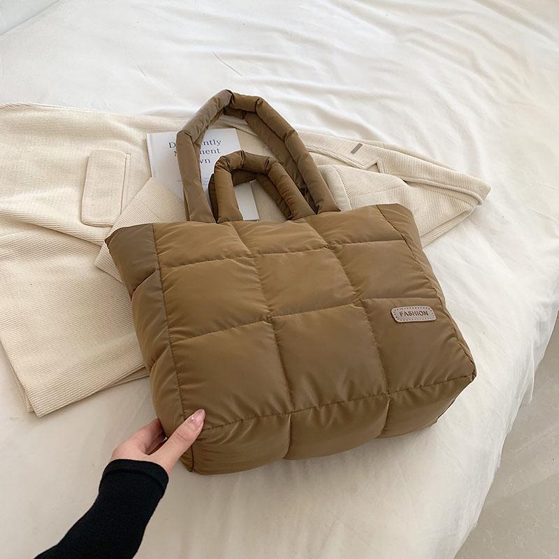 Вместительная зимняя большая сумка-тоут с подкладкой, дизайнерские женские сумки через плечо, роскошные большие сумки для покупок из пуха и хлопка, кошельки