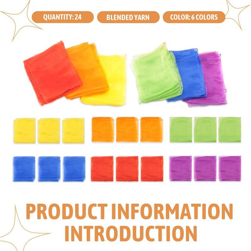 A71Z 24Pcs Kids Juggling Scarves Dance Music Scarves Movement Scarves Rhythm Scarves For Children Movement