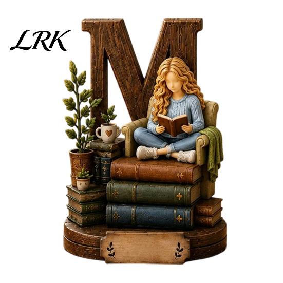 Маленькие подарки для писателей и авторов Деревянная фигурка Читающей девочки Для любителей книг, Персонализированное настольное украшение для книжной полки с ornaments Штабелируемый дизайн Дом