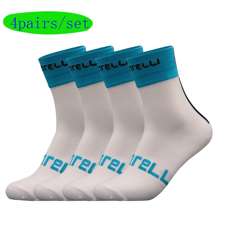 Велоноски мужские 4 пары/набор Велоноски женские Спортивные влагоотводящие дышащие Футбольные компрессионные носки