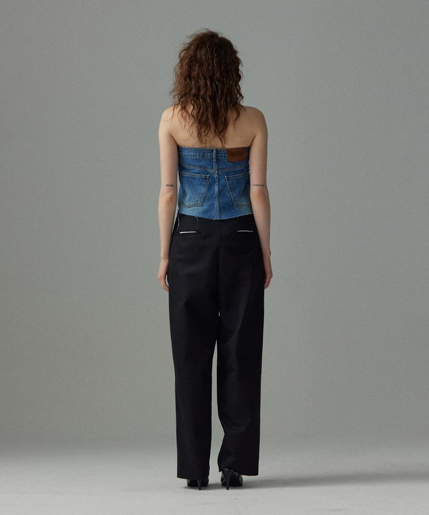 Meuameu Wool Pin Tuck Slacks