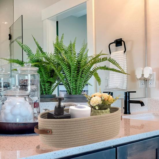 Маленькая корзина для хранения с ручкой, маленькая плетеная корзина, декоративная полка для домашних животных, органайзер для домашнего офиса, мини