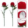 Comedy Red Velvet Rose Ring Box Simulation Flower Romantic Rose to Ring Box Flocking Gimmick Flower Wedding Ring Box Gift Box