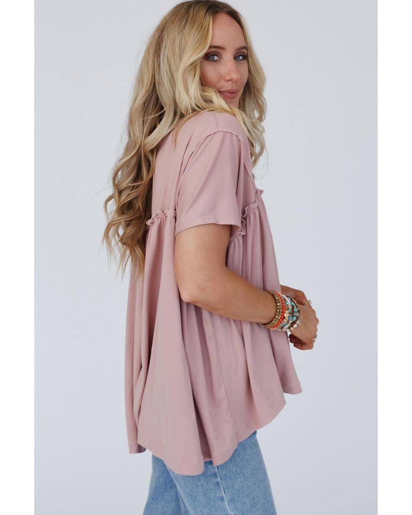 Azura Exchange Светло-розовая свободная футболка-бэбидолл с оборками