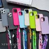 Shockproof Crossbody Necklace Cord Strap Case for iPhone 16 Pro 15 14 Plus 13 12 Pro Max 11 Solid Color Matte Tpu Soft Cover