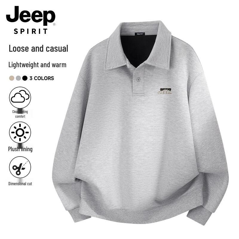 JEEP SPIRIT Men's Fleece Polo Sweatshirt