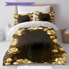Golden Flower Pattern Bedding Quilt Set Quilt Cover Pillowcase Home Decoration Gift (1 * duvet cover + 2 * pillowcase, without core)