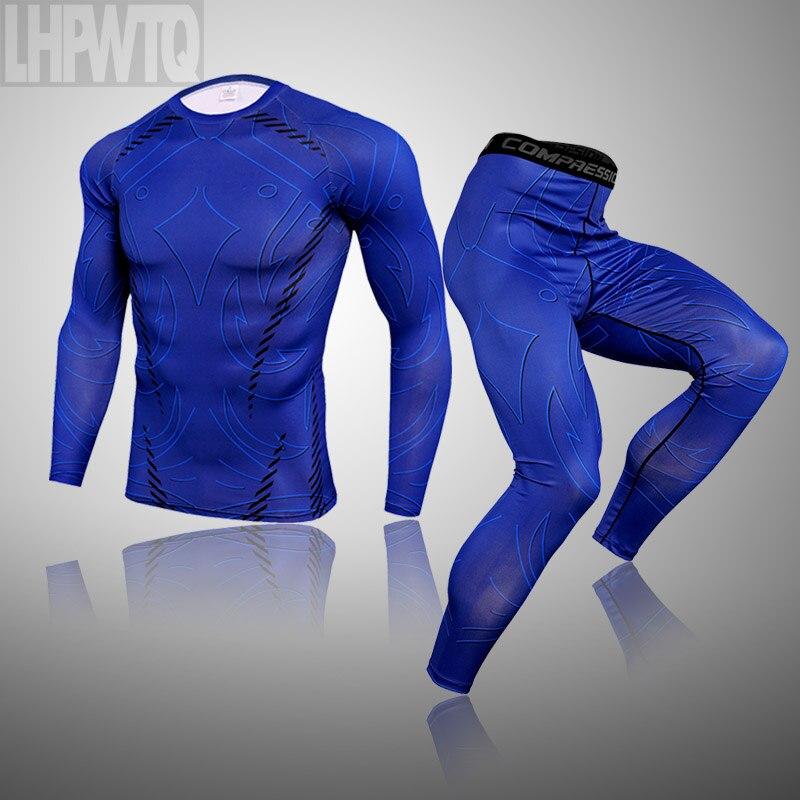 2 шт., комплект термобелья для мужчин Long Johns, леггинсы для фитнеса, компрессионный спортивный костюм, нижнее белье