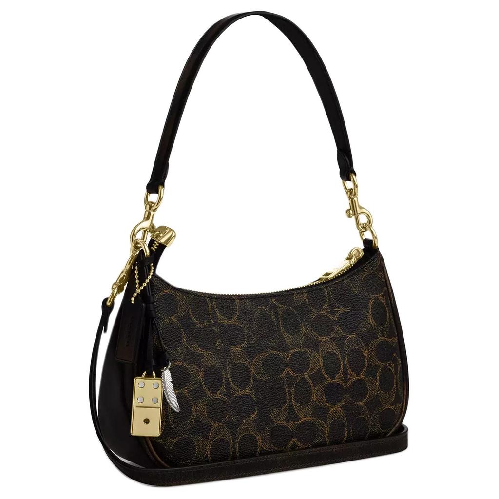 Coach Женская сумка через плечо Teri Classic с узором из букв, из покрытого холста, коричневая CDY18-IMBRN
