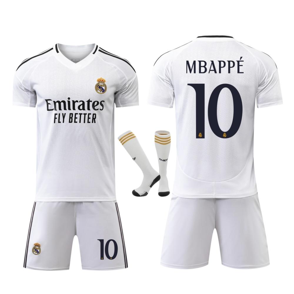 Kids Sportswear Real Madrid Mbappe Soccer Jersey Polyester 130-140cm White
