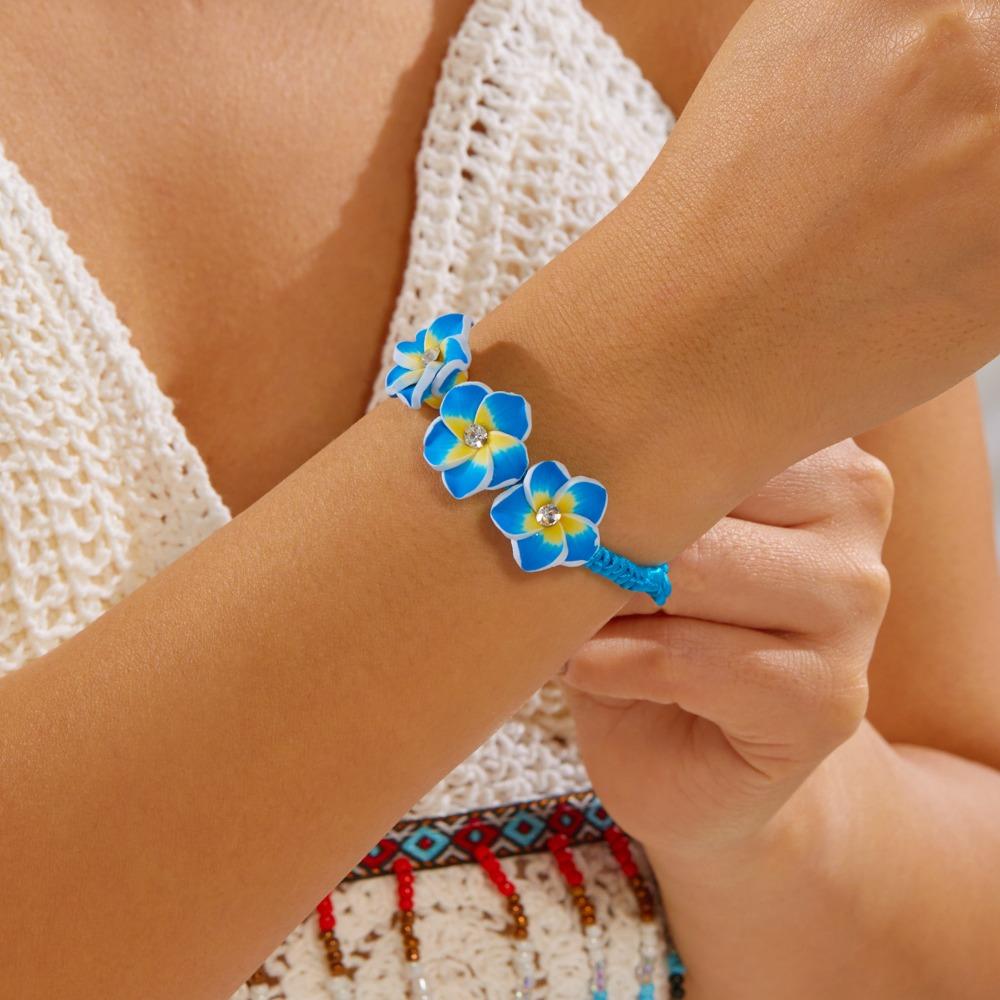 Colorful Flower Bracelet Rhinestone Egg Flower Bangle Jewelry Gifts
