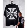 West Coast Choppers Cross Frame Print Tshirt Male Hip Hop Streetwear Oversized T-shirts Fashion Tees Men's Fleece Short Sleeve