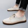 Breathable New Leather Men's Mesh Shoes Summer Lace Up Loafers Men Casual Leather Shoes Driving Shoes Comfortable Light Sneakers