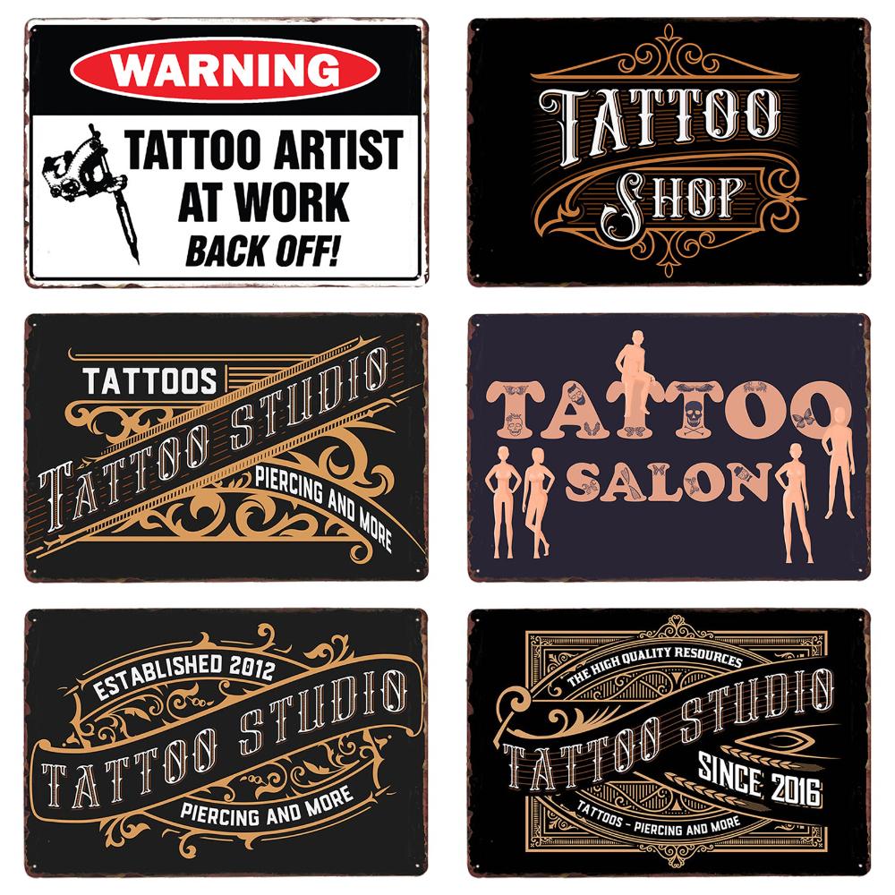 Классическая металлическая жестяная вывеска для студии татуировки, винтажная настенная художественная роспись, антикварный декор комнаты для салона татуировки, декор для дома в салоне, WY86
