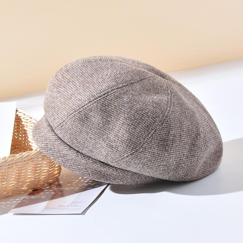 Винтажный женский шерстяной теплый простой берет для девочек, осенняя шапка-бини, зимняя лыжная шапка