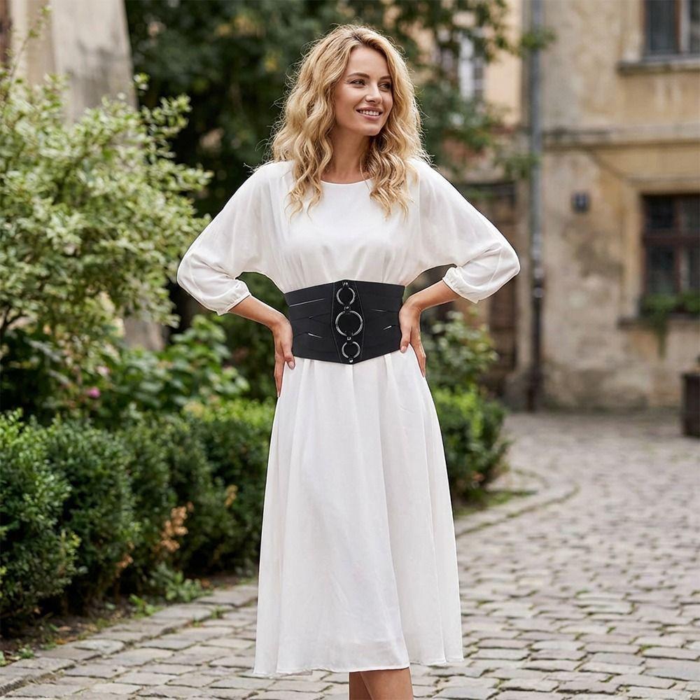 Euro-American Aesthetic Corset Belt Black Waistband Fashion Waist Stretch Cummerbunds  Unisex