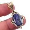 Natural Sodalite Gemstone 925 Solid Sterling Silver Two Tone Pendant 1.50'' Q8u40