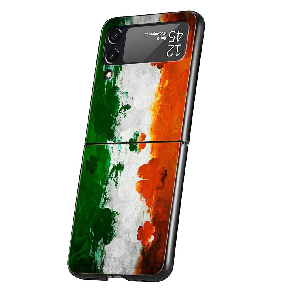 Чехол для телефона с флагом Ирландии для Samsung Galaxy Z Flip 3 4 5 6 7 Жесткий Черный Складной ПК Для Samsung Z Flip3 Flip4 Flip5 Чехол