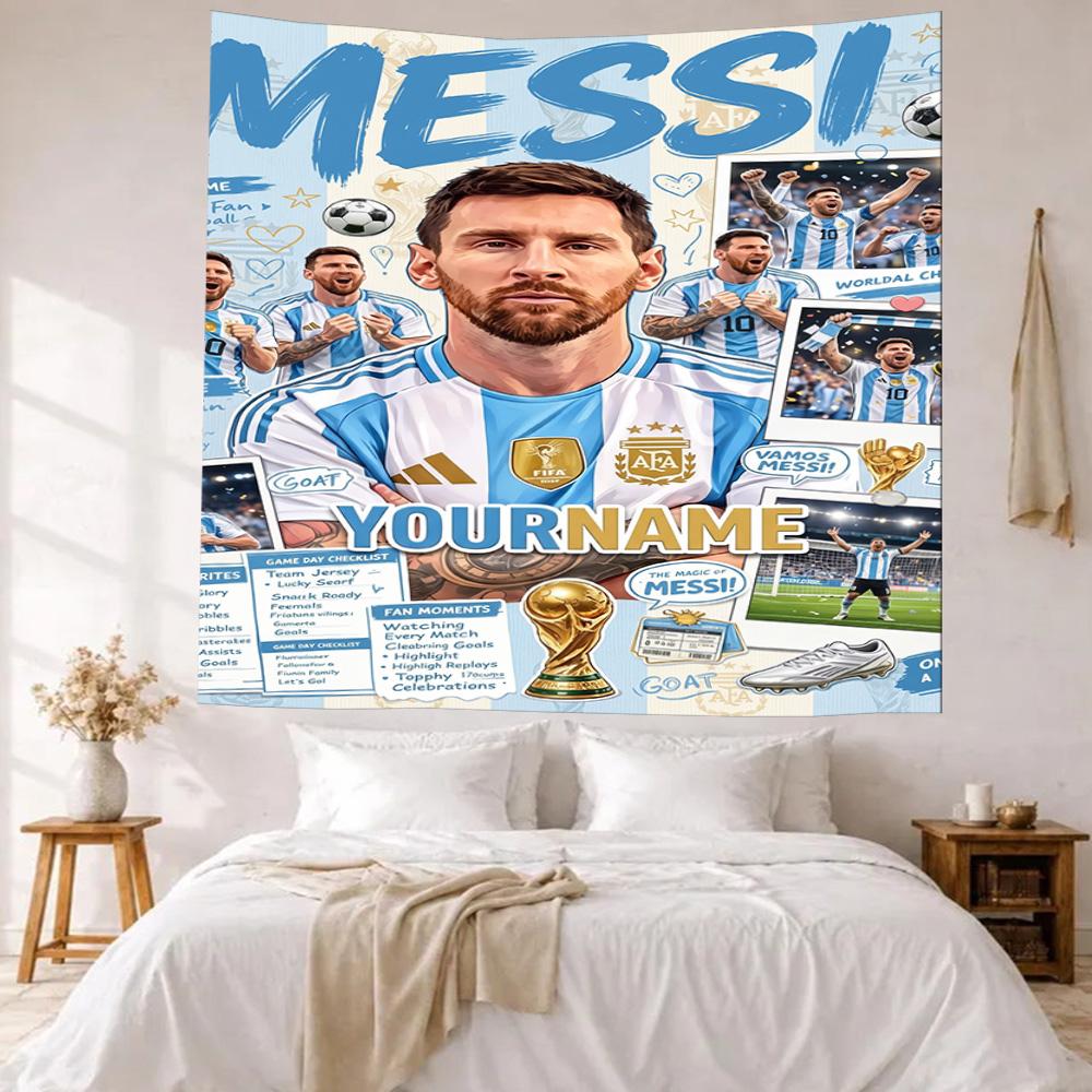 Messi Custom Your Name Wall Decor Tapestry Art For Pet Memorial Birthdaywedding Party Backdrop Family Gift