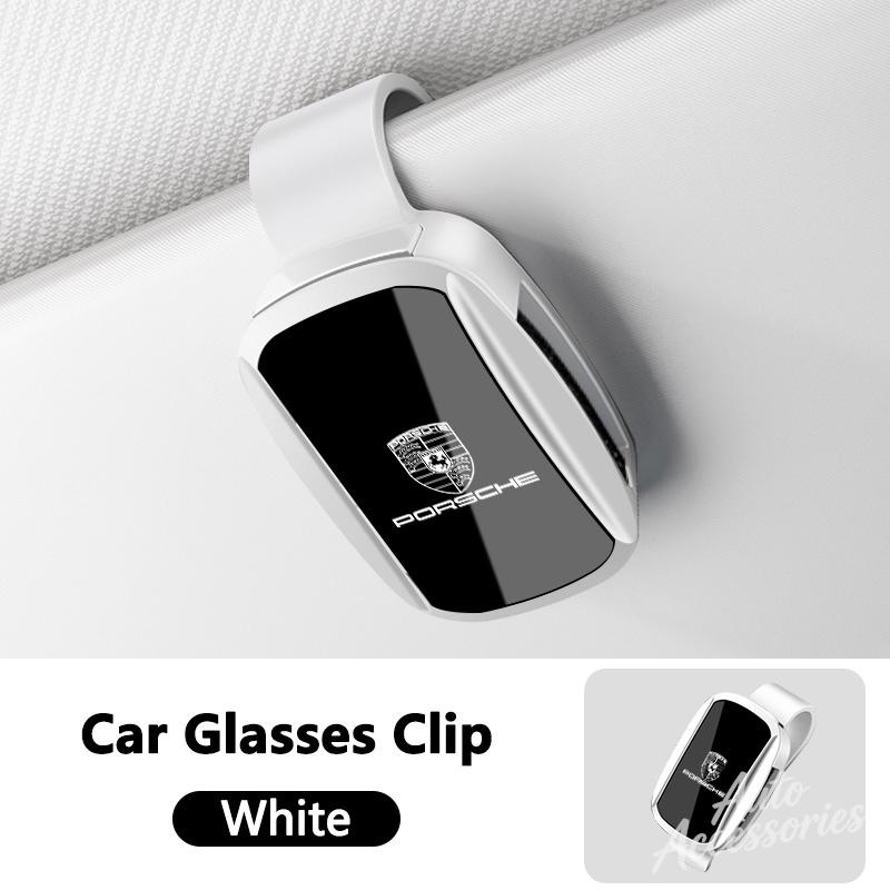 Car Interior Sun Visor Glasses Holder Sunglasses Case Eyeglasses Clip For Porsche Panamera Macan Boxster Cayman Cayenne 911 718