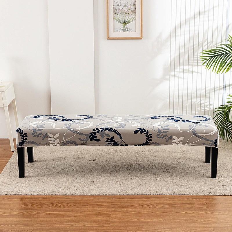1 шт. Длинный чехол для табурета Нескользящий чехол для длинной скамьи Пылезащитный протектор для скамьи Чехол-накидка Цветочный принт Полная обертка Эластичный чехол-накидка