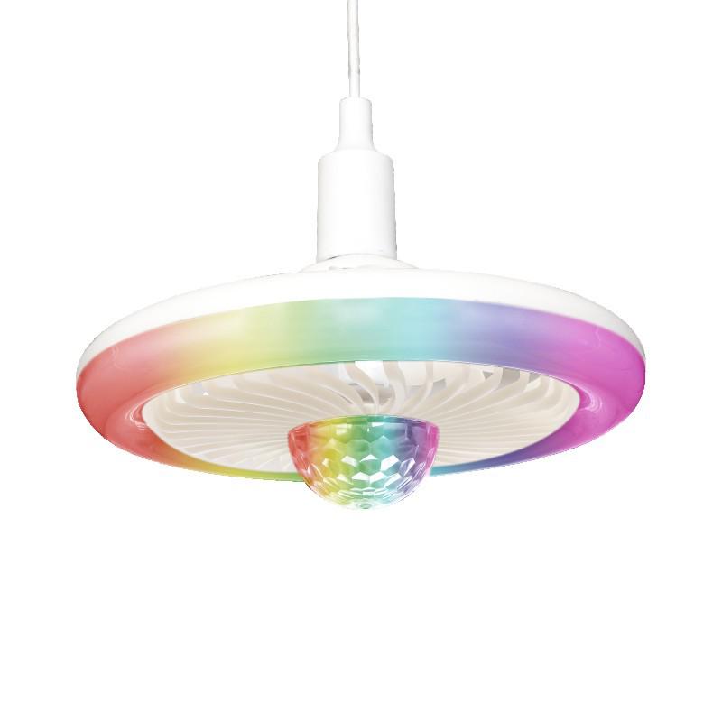 Бесшумный светодиодный потолочный вентилятор с RGB-подсветкой, цоколь E27, дизайн «Волшебный шар»
