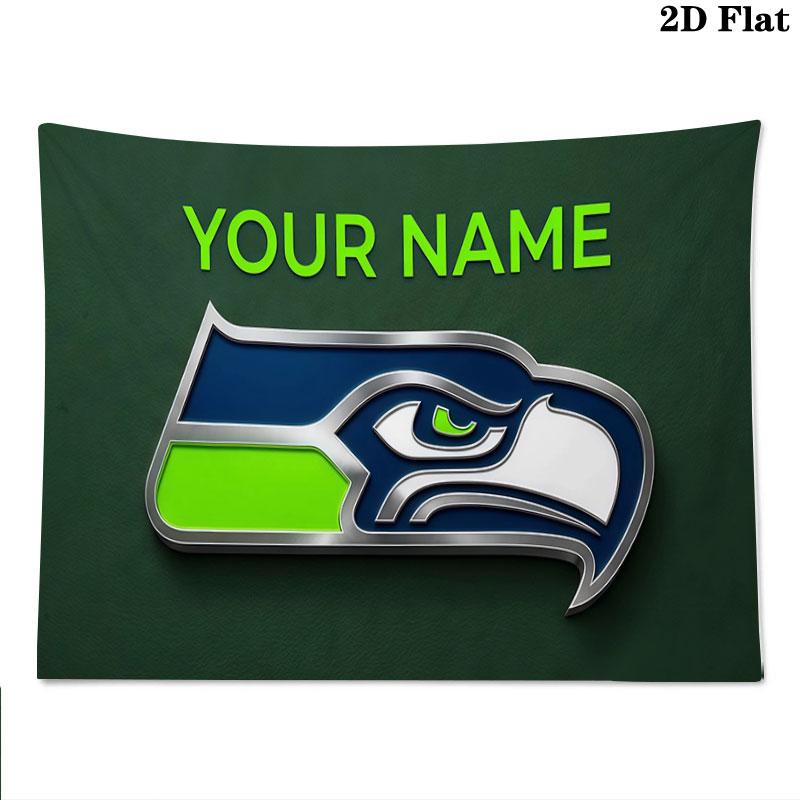 Custom Name,Seattle Seahawks Wall tapestry, aesthetic printed fabric blanket, suitable for bedroom, living room, and home decor.