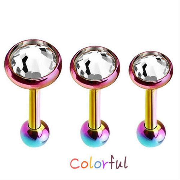 Пирсинг штанга для уха с драгоценными камнями 3 штуки